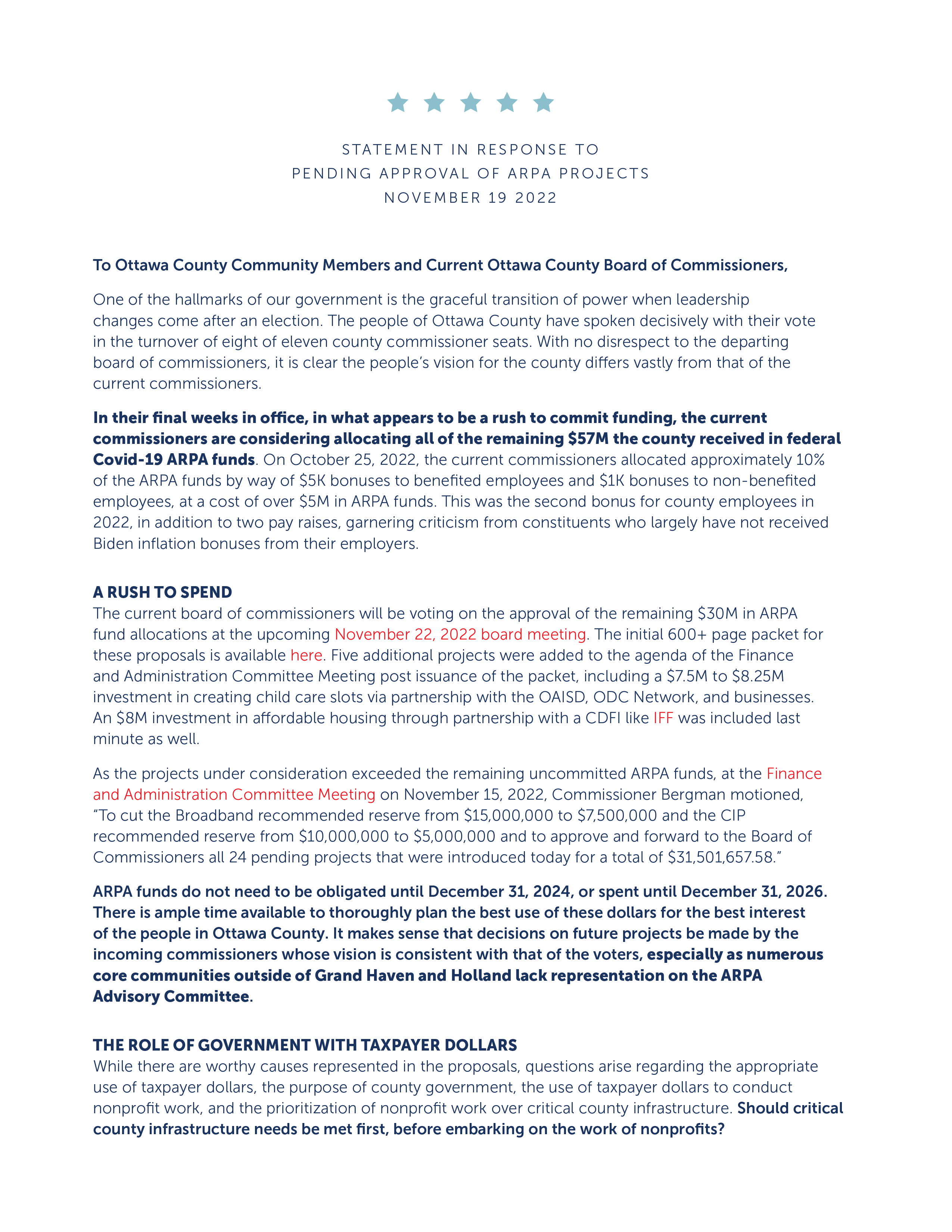 ARPA Letter